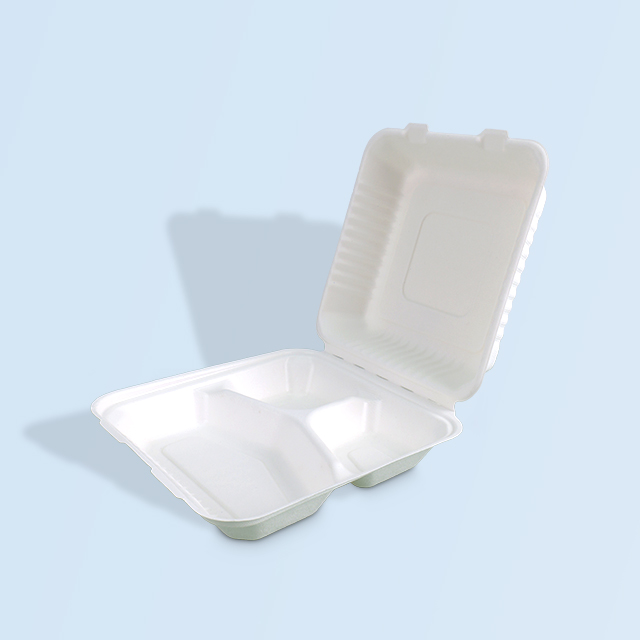Sustainable Catering: Square Sugarcane Bagasse Takeout Box with Dividers